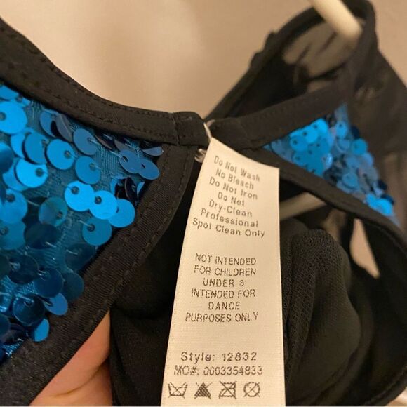 WEISSMAN Dance Costume jazz Aqua blue teal Stand Down 12832 Child LC - Picture 8 of 11